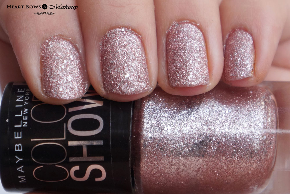 Maybelline Colorshow Glitter Mania Nail Pink Champagne Review & Swatches - Heart Bows & Makeup
